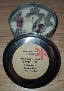 Amethyst Crystal Soy Candle - Lavender