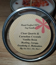 Load image into Gallery viewer, Clear Quartz  &amp; Carnelian Crystal Soy Candle - Vanilla Bean