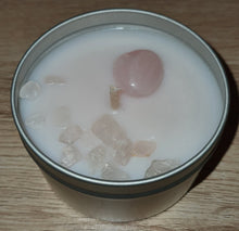 Load image into Gallery viewer, Rose Quartz  Crystal Soy Candle - Sandalwood &amp; Cedarwood