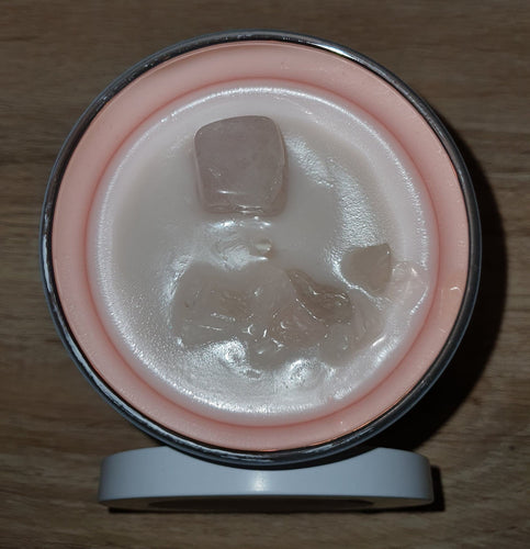 Rose Quartz  Crystal Soy Candle - Sandalwood & Cedarwood