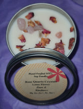 Load image into Gallery viewer, Rose Quartz Crystal Soy Candle - Lotus Flower