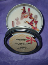 Load image into Gallery viewer, Rose Quartz Crystal Soy Candle - Lotus Flower
