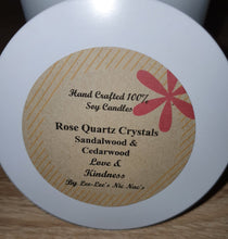 Load image into Gallery viewer, Rose Quartz  Crystal Soy Candle - Sandalwood &amp; Cedarwood