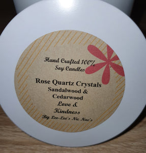 Rose Quartz  Crystal Soy Candle - Sandalwood & Cedarwood