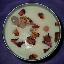 Load image into Gallery viewer, Rose Quartz Crystal Soy Candle - Lotus Flower