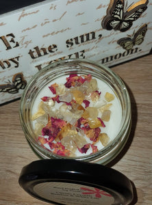 Citrine Crystal Soy Candle - Bamboo & White Lily