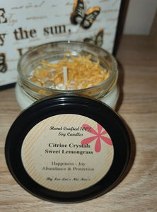 Citrine Crystal Soy Candle - Sweet Lemongrass