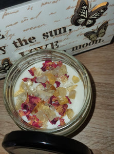 Citrine Crystal Soy Candle - Bamboo & White Lily