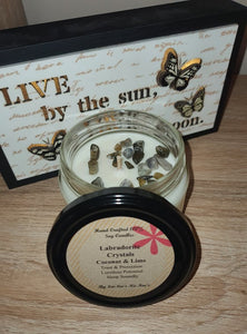 Labradorite Crystal Soy Candle - Coconut & Lime