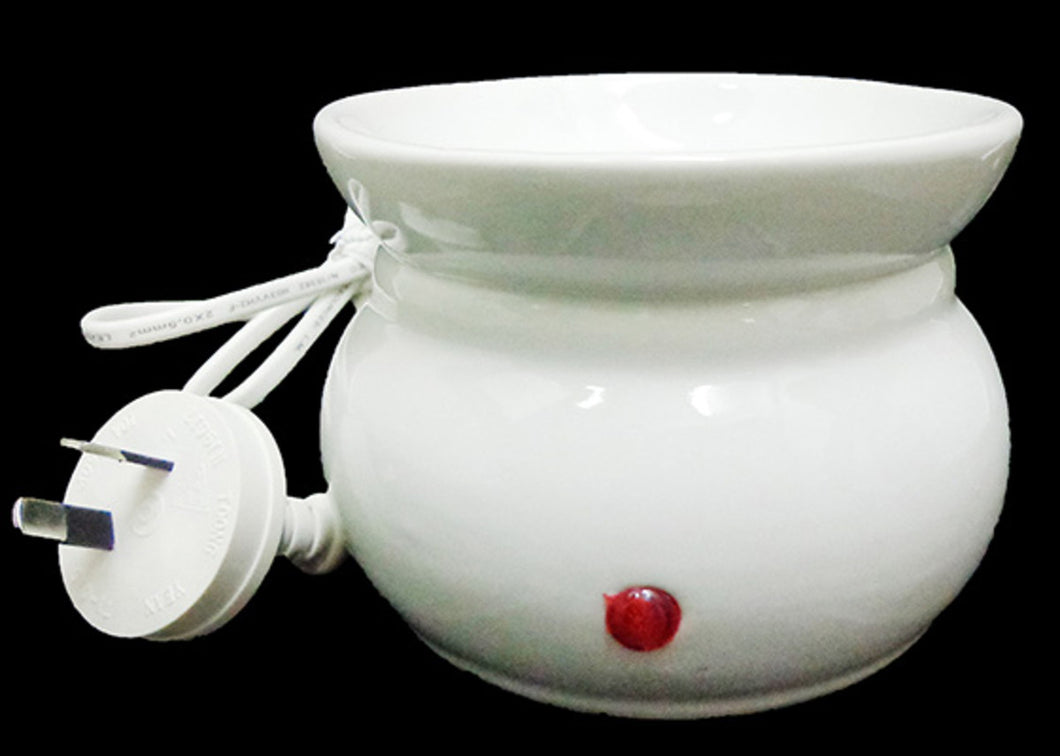 Electric Ceramic Oil Burner in White - Large Aromatherapy Wax Melt Warmer