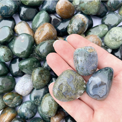 Moss Agate Tumbled Stones