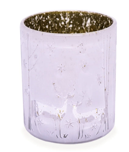 Embossed Reindeer Jar - White/Gold