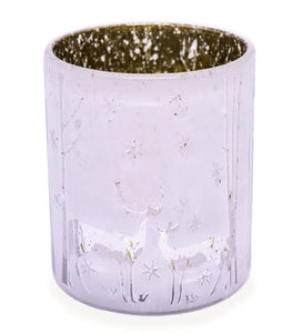 Embossed Reindeer Jar - White/Gold