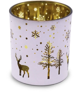 Reindeer & Christmas Tree White & Gold Soy Candle